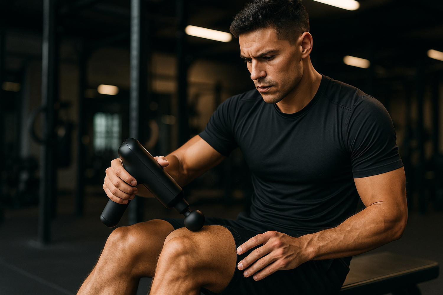 Athlete using pro fit massage gun